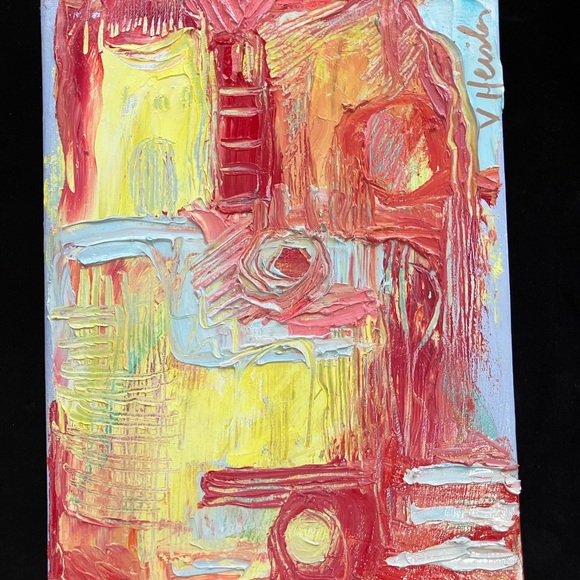 Sun Rise “An Original  Oil  Painting Abstract  Style 9”x13” Handmade - Picture 3 of 12